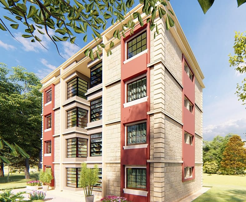 Apartment design with 2 bedrooms and 1 bedroom Plans Kenya